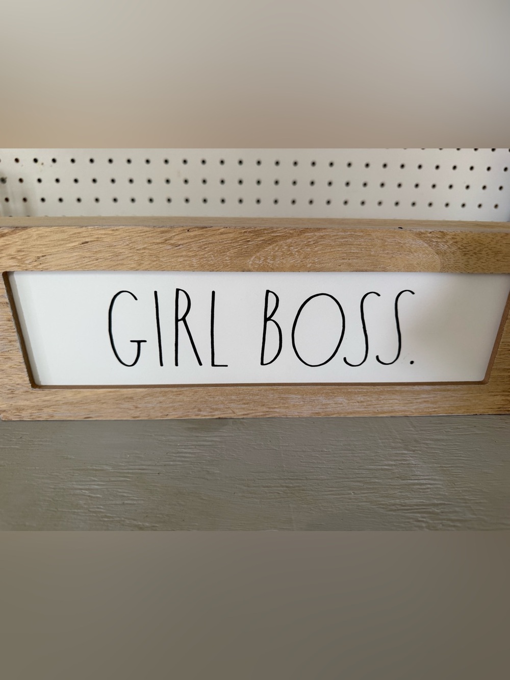 Rae Dunn Girl Boss Wood Framed Wall Sign - Natural Wood and White